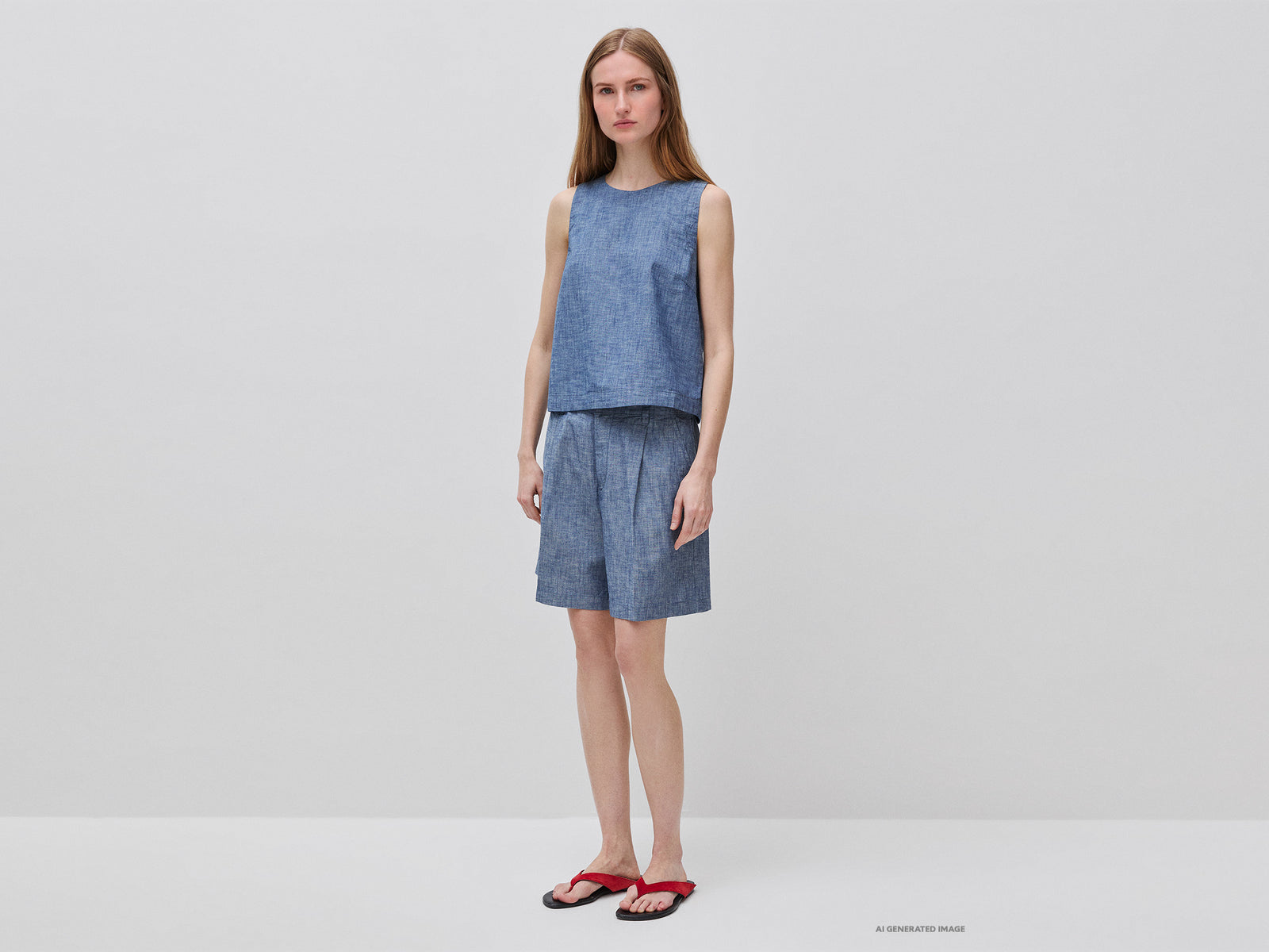 Soft chambray Bermuda shorts
