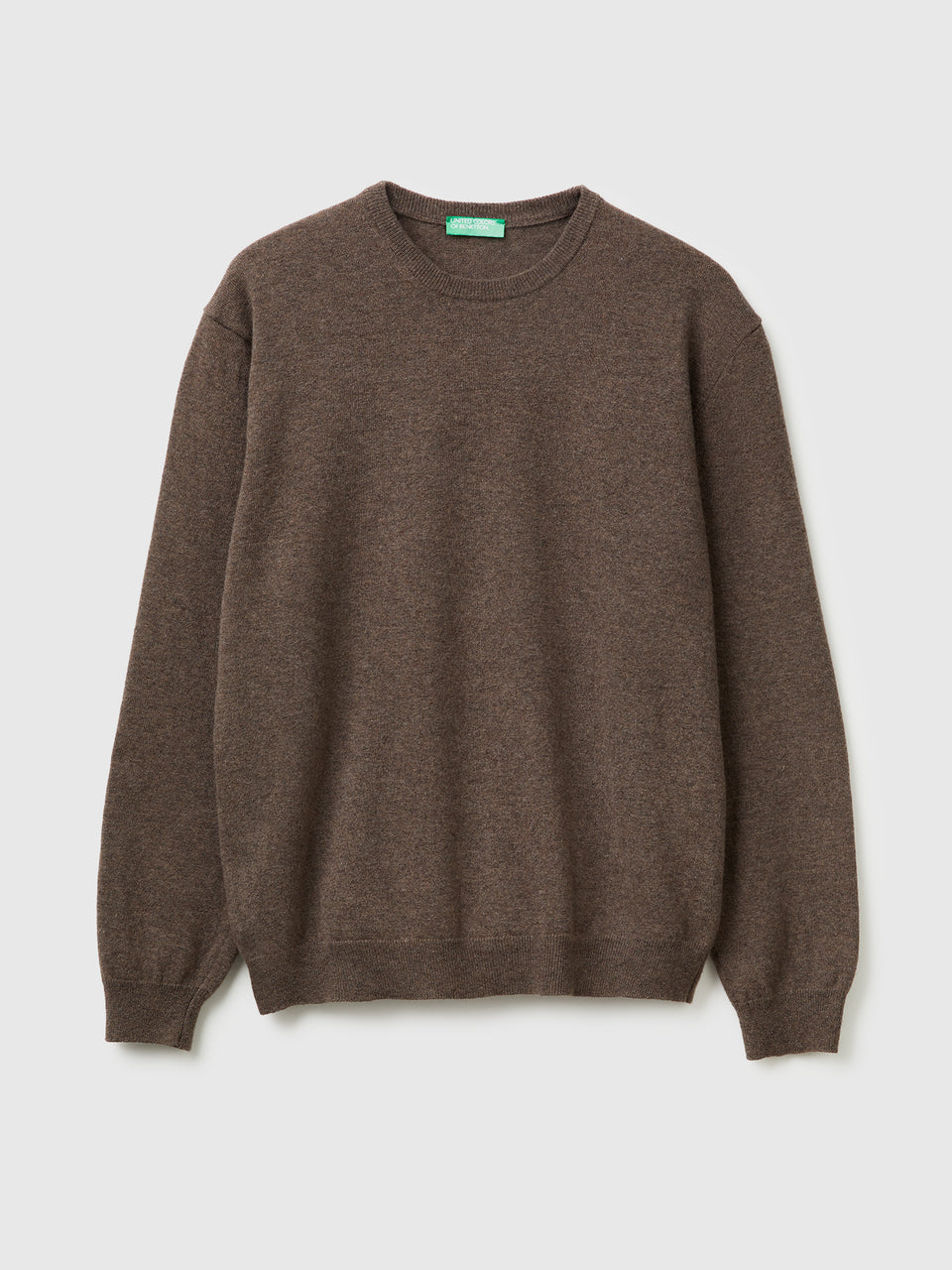 Camisola de gola redonda marrom em pura lã Merino - ucb_image_FS
