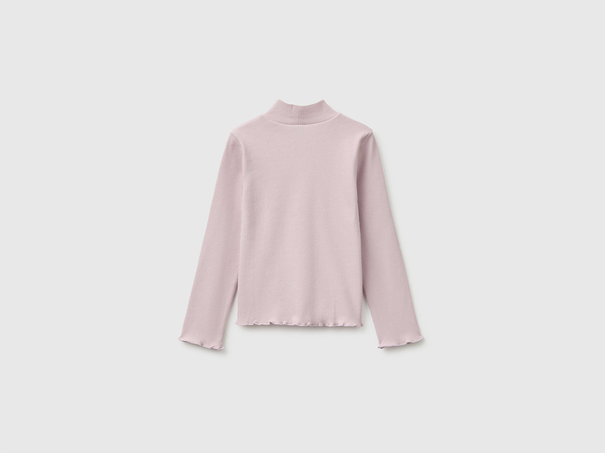 T-shirt de gola alta em mistura de algodão quente - ucb_image_BS