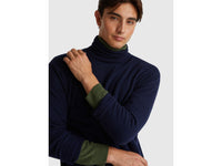 Camisola de gola alta azul-escuro em pura lã Merino - ucb_image_FY