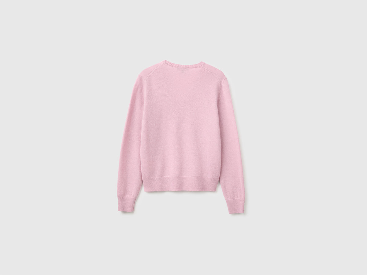 Camisola decote em V lilás em pura lã Merino - ucb_image_BS