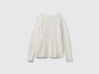 Camisola de gola redonda nata em mistura de lã e caxemira - ucb_image_BS