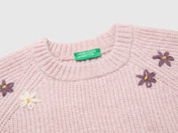 Camisola com flores bordadas em mistura de lã - ucb_image_DS1