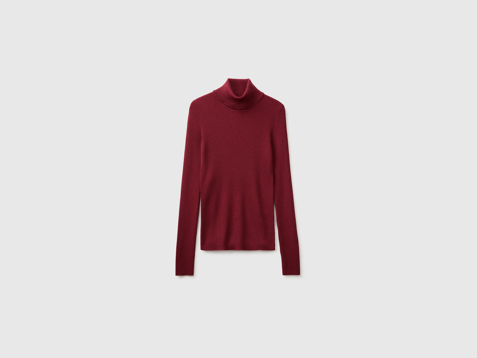Camisola de gola alta canelada em mistura de seda e lã - ucb_image_FS