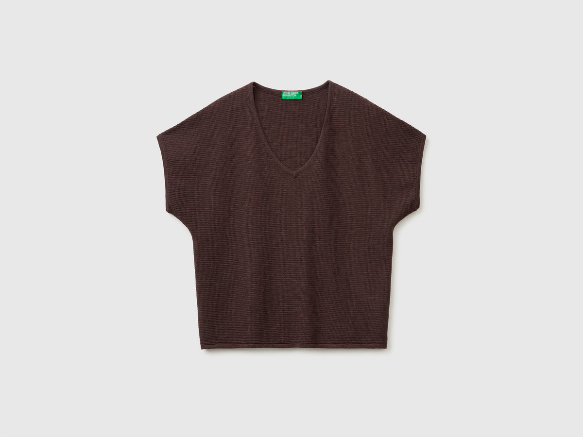 Camisola decote em V em mistura de linho - ucb_image_FS