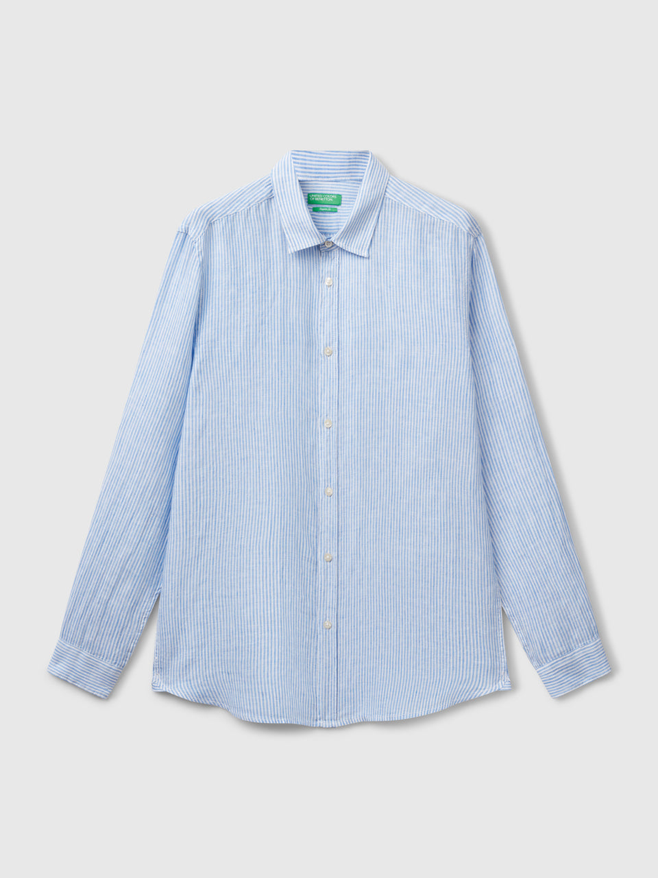 Camisa azul-claro às riscas em linho puro - ucb_image_FS