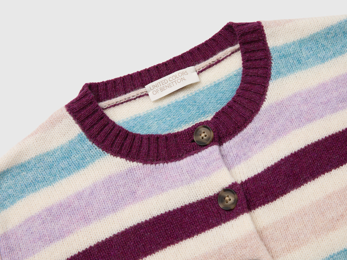 Cardigã às riscas 100% lã Shetland - ucb_image_DS1