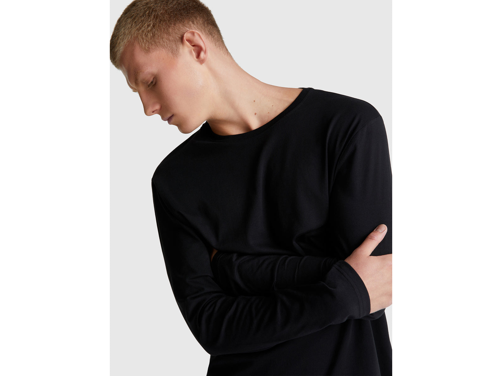 Long sleeve pure cotton t-shirt