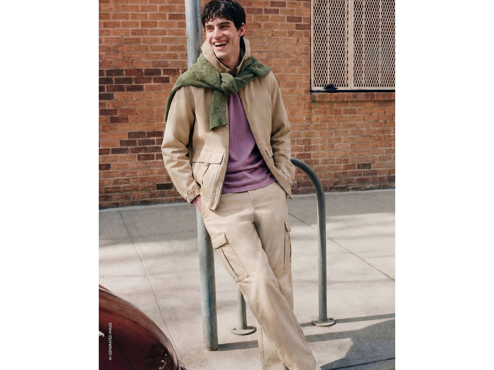 Faded cotton cargo trousers