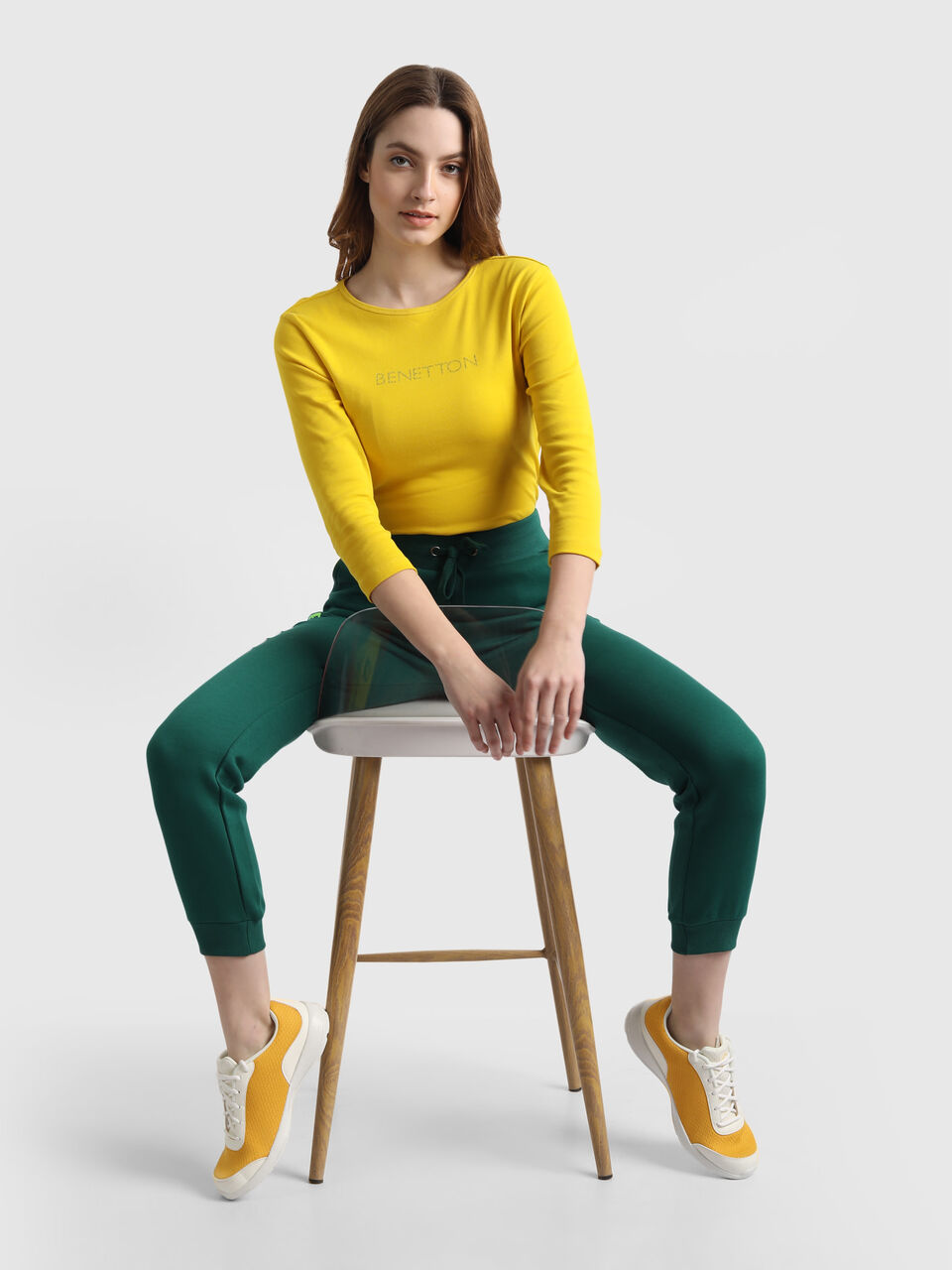 Basic Knit Pants with Benetton Text image number null