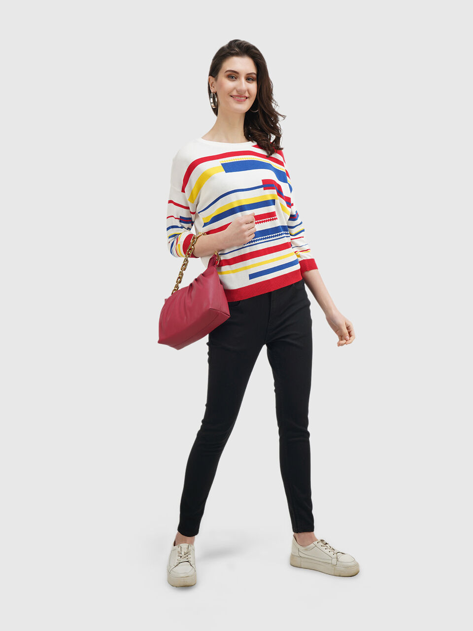 Extended Sleeve Broken Stripe Top image number null