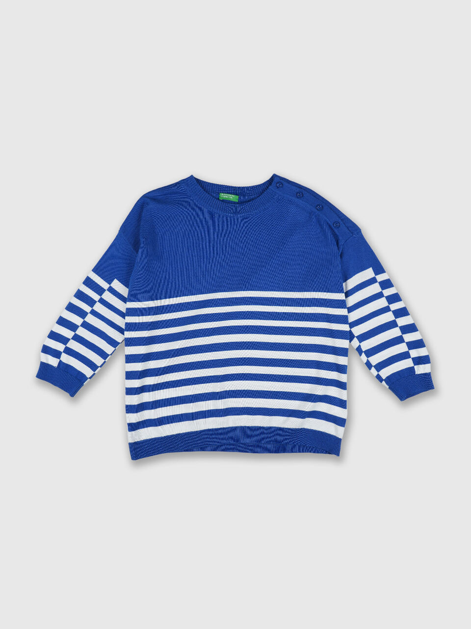 Full Sleeve Stripe Button Shoulder Tricot Top image number null