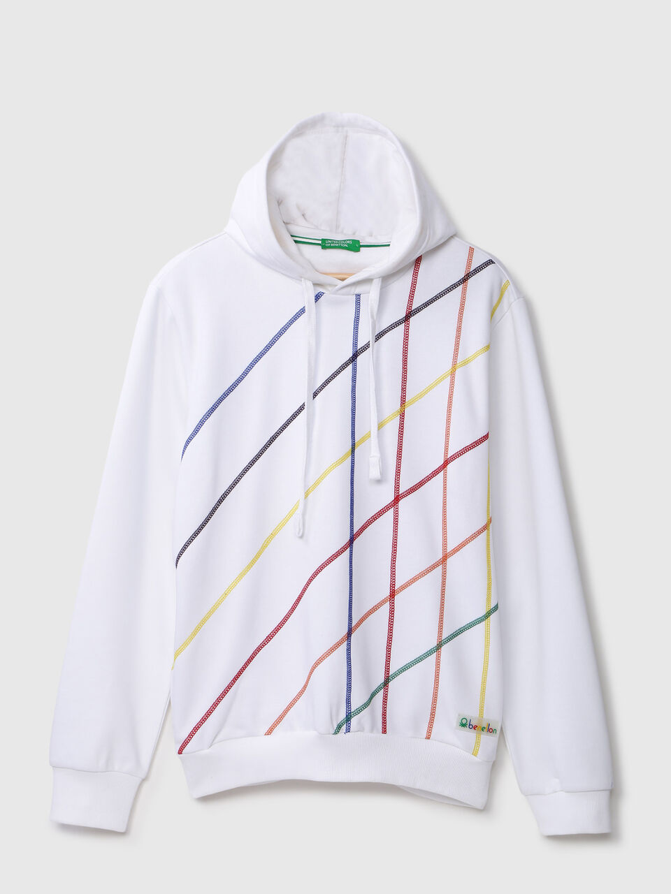 ABSTRACT FLAT LOCK STRIPES HOODIE image number 1