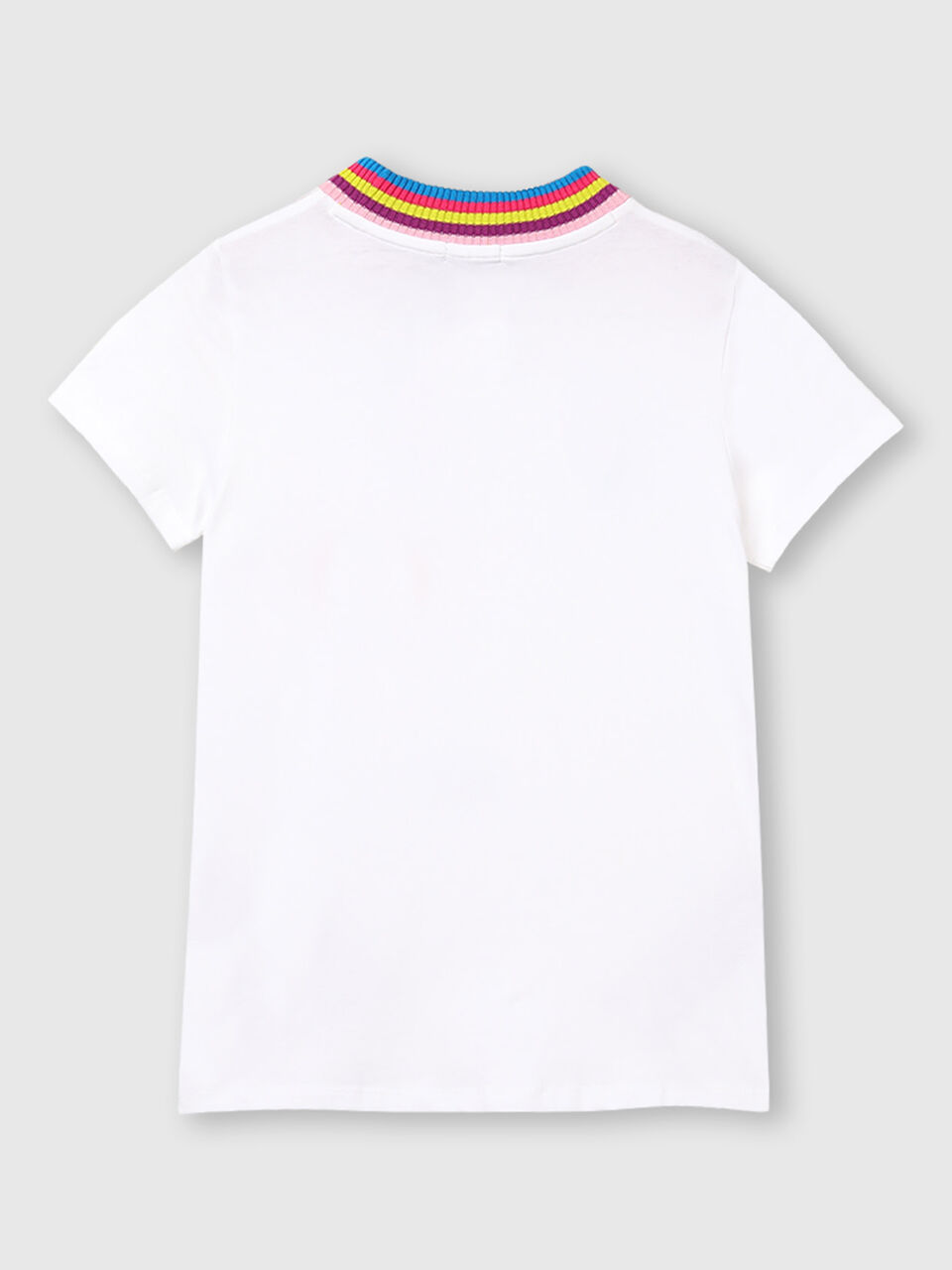 Pure Cotton Ringer Tee Shirt with Multicoloured Collar image number 2
