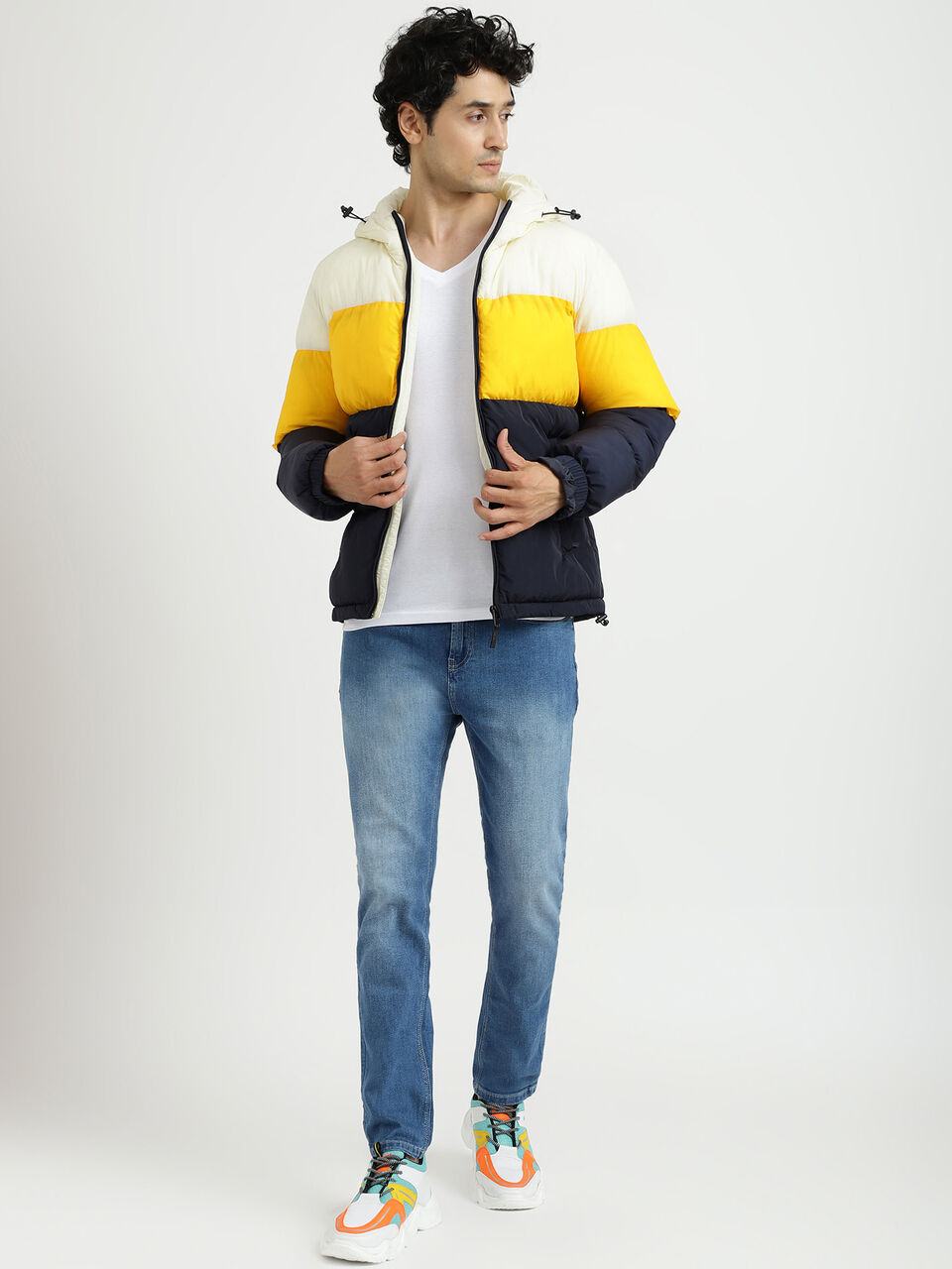 COLOR BLOCK HEAVY PUFFER JACKET image number null