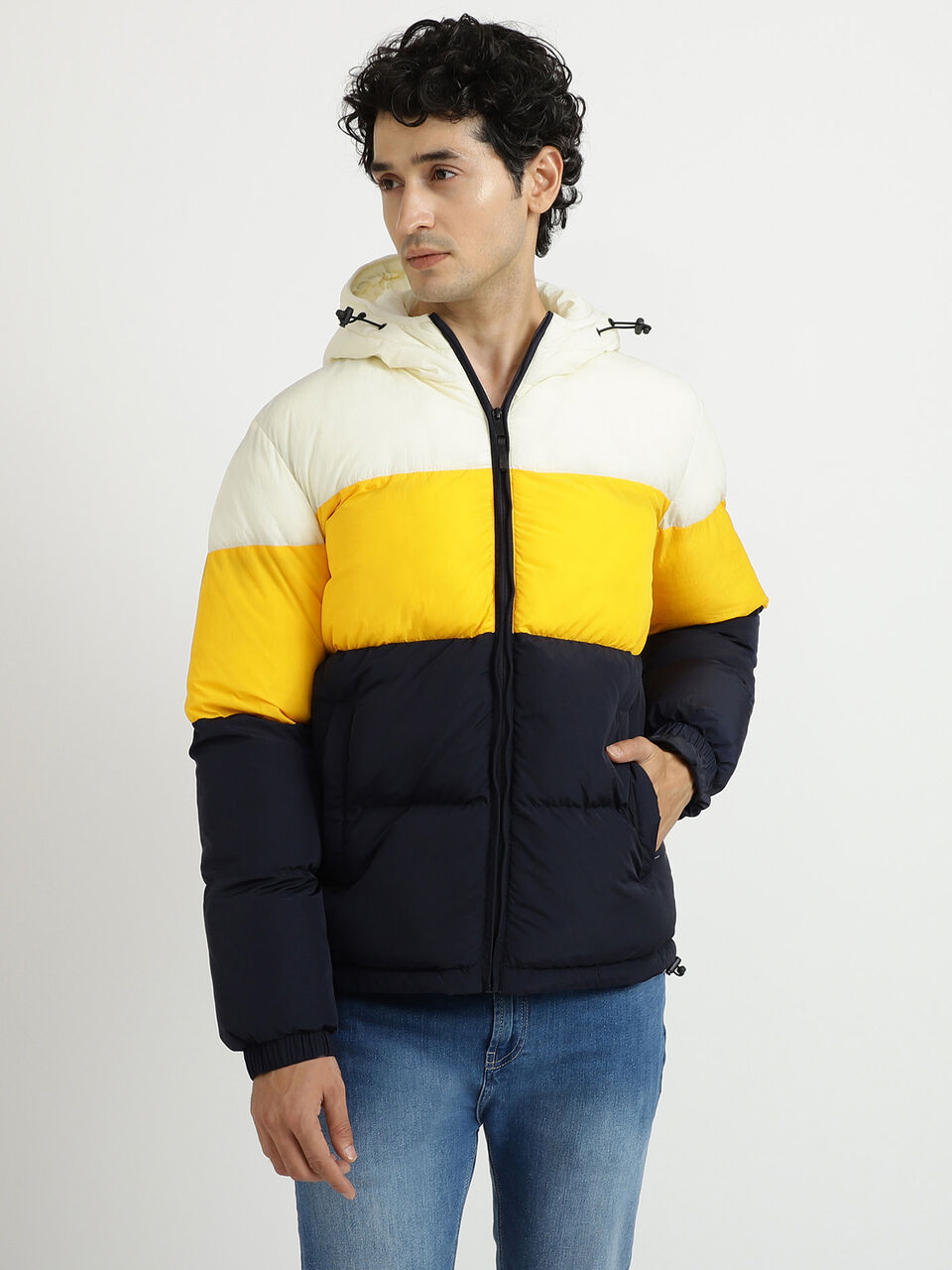 COLOR BLOCK HEAVY PUFFER JACKET image number null