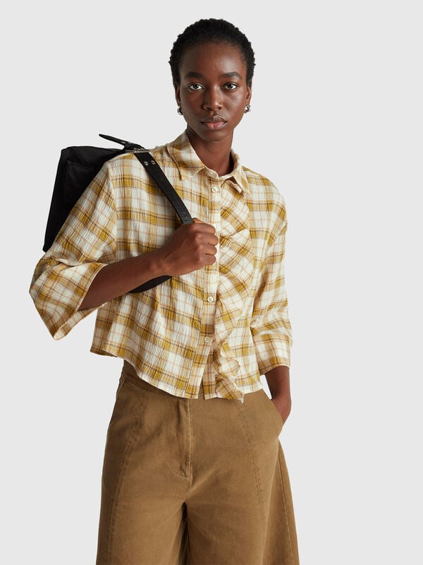 Check shirt with rouches Women