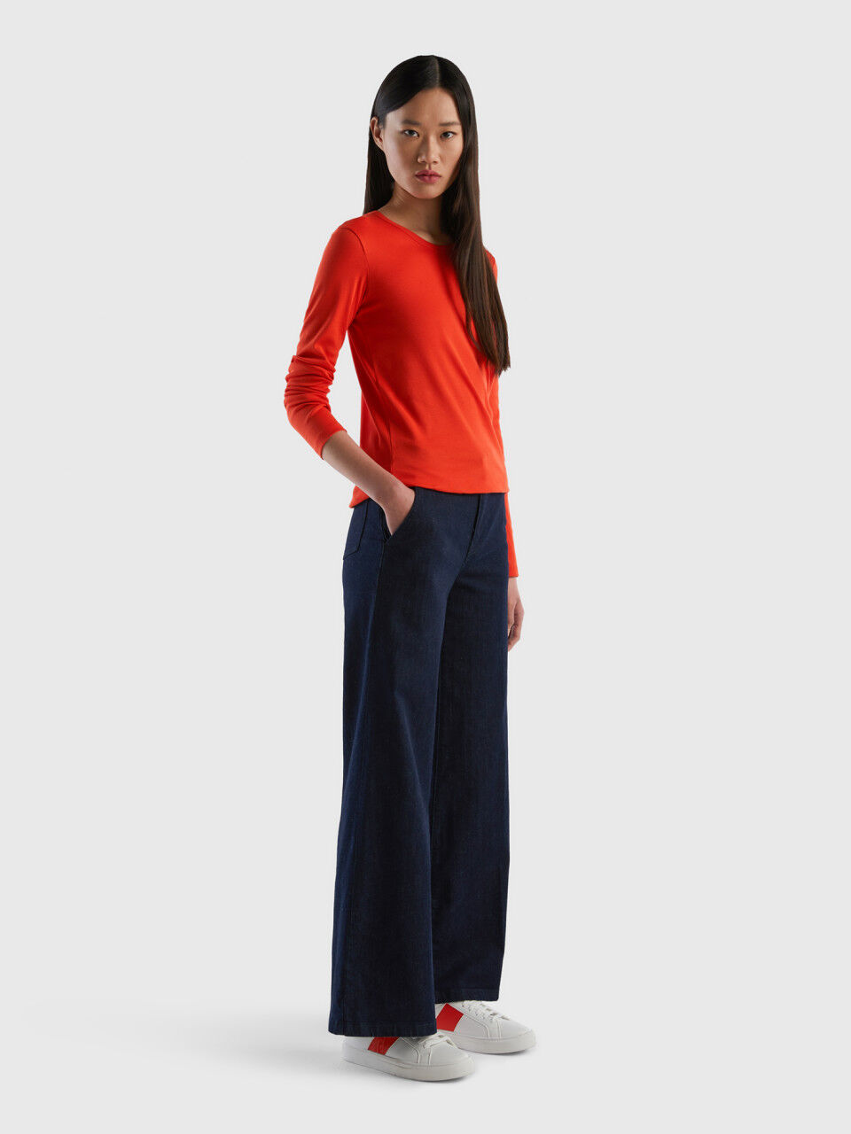 Long sleeve pure cotton t-shirt