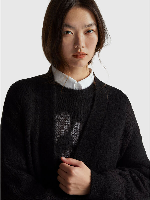 Cardigan with floral inlay Women