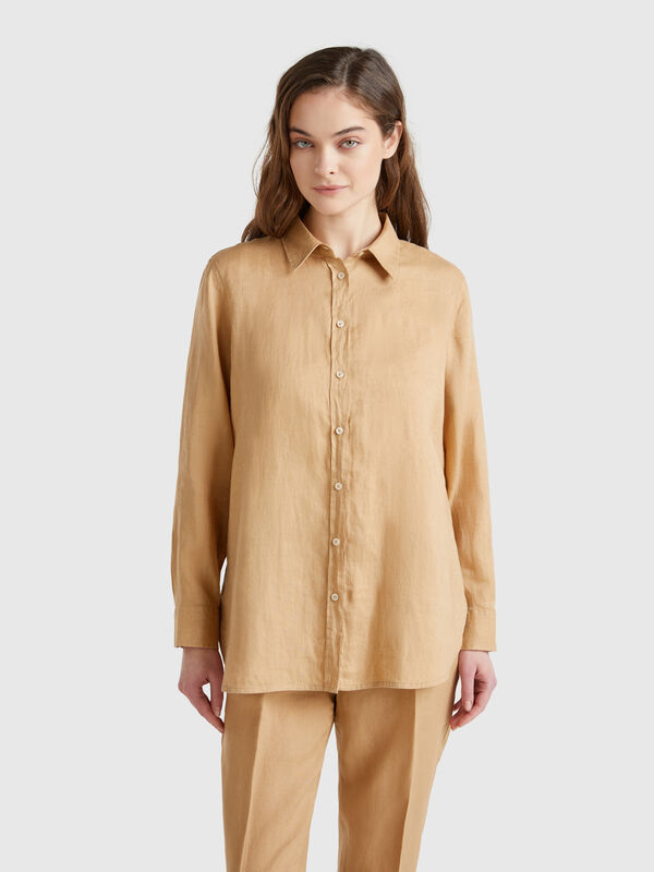Long shirt in pure linen Women