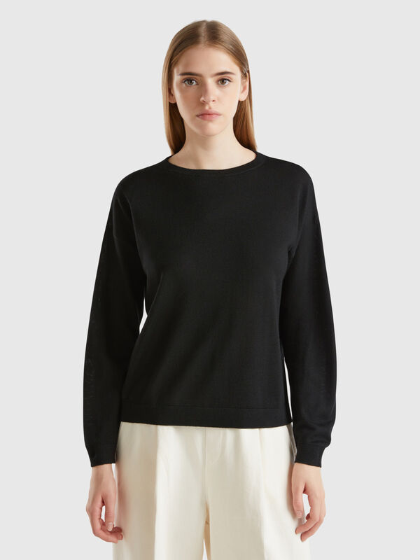 Boat neck sweater in pure Merino wool Women