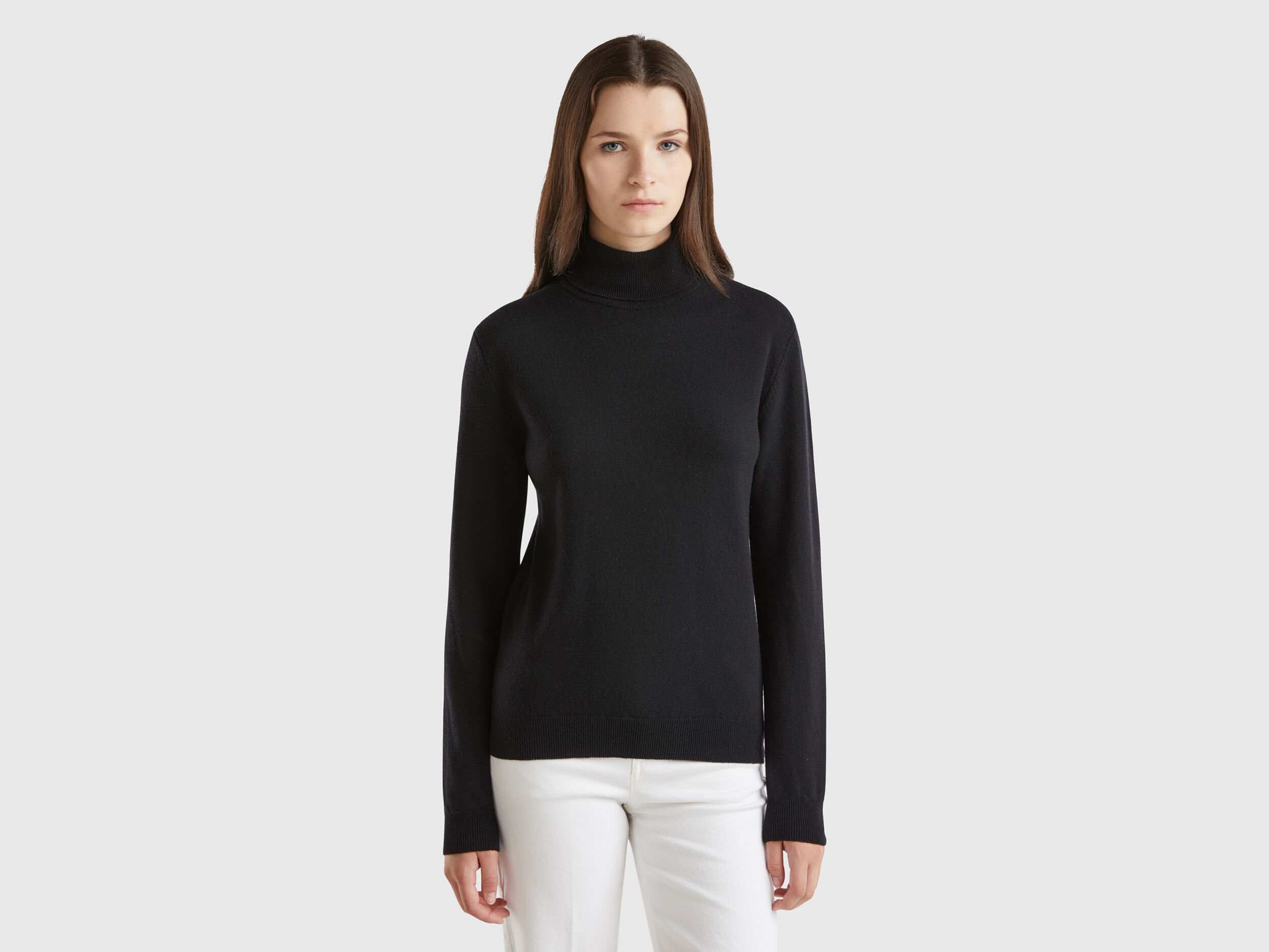 Womens black turtle neck sweater top
