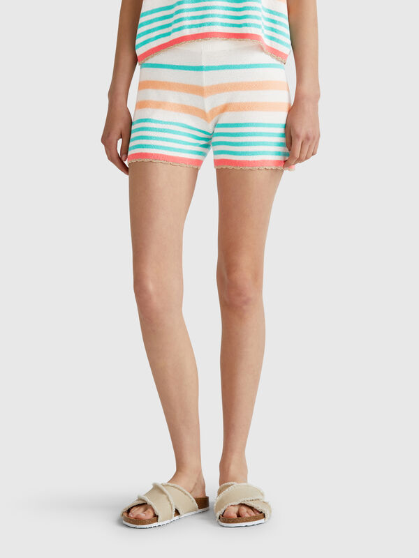 Striped knit shorts  Women