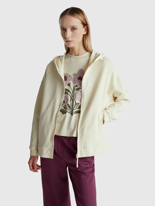 100% cotton sweatshirt with zip and hood Women