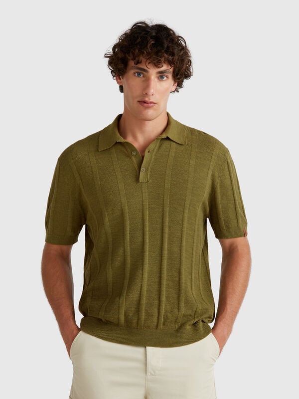 Knit polo in linen blend Men