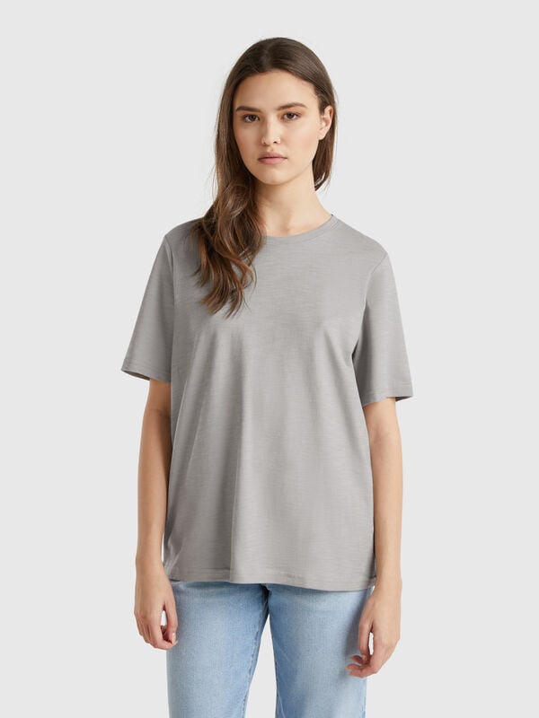 Crew neck t-shirt in slub cotton Women