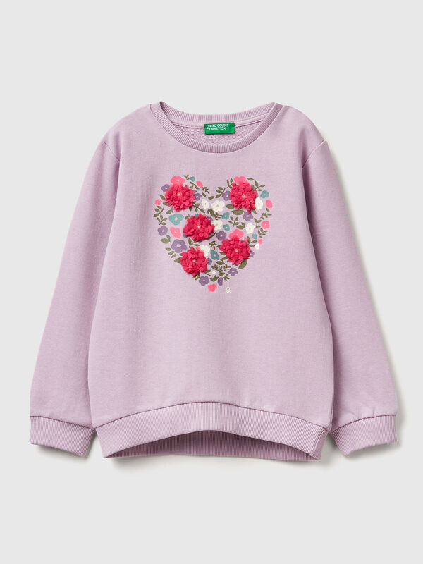 Sweatshirt with petal look applique Junior Girl