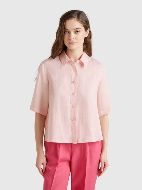 Short shirt in pure linen Women