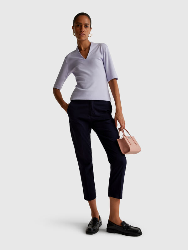 Cropped chinos in stretch cotton Women