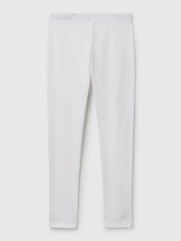 Stretch cotton leggings with logo Junior Girl