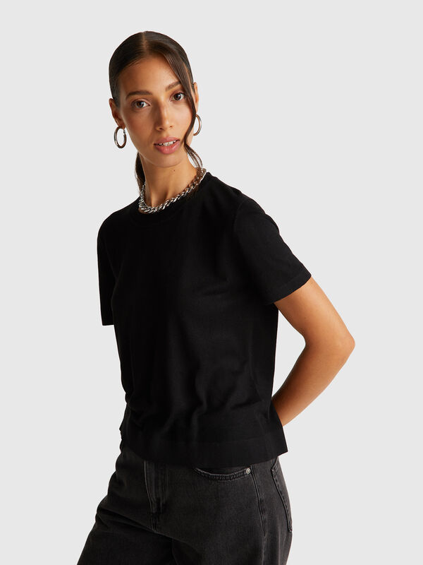 Short sleeve top in silk blend Short sleeve top in silk blend Women