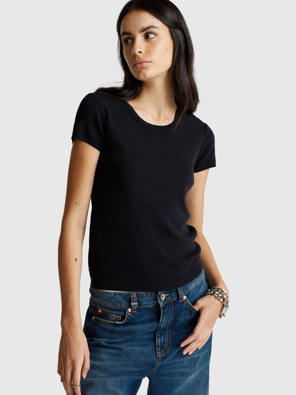 Short sleeve sweater in pure cotton Short sleeve sweater in pure cotton Women