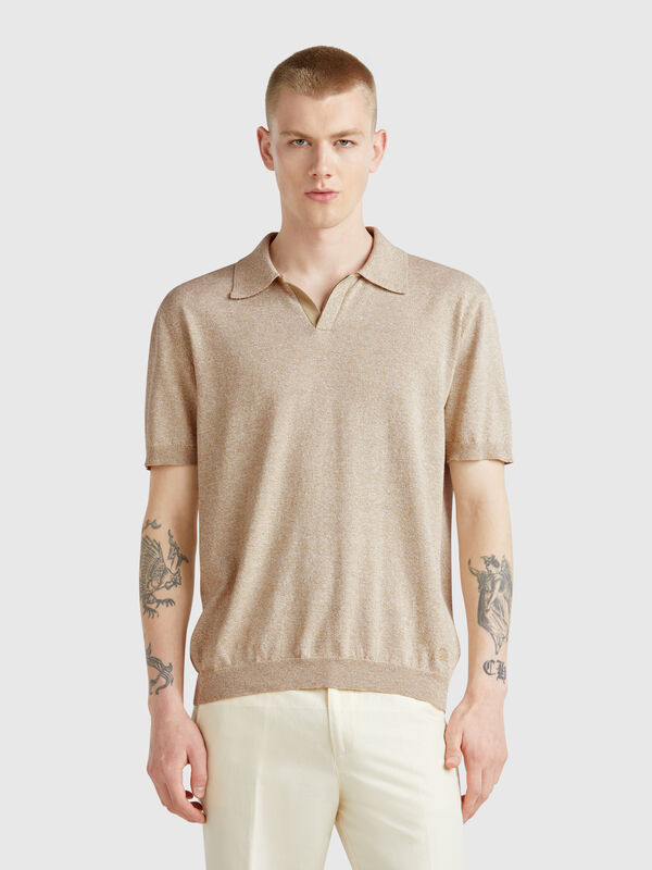 Short sleeve polo in cotton blend Men