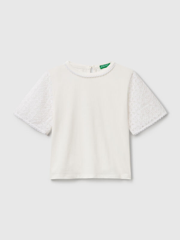 T-shirt with lace sleeve Junior Girl