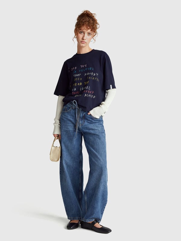 Dark blue t-shirt with Coco Capitán print Women