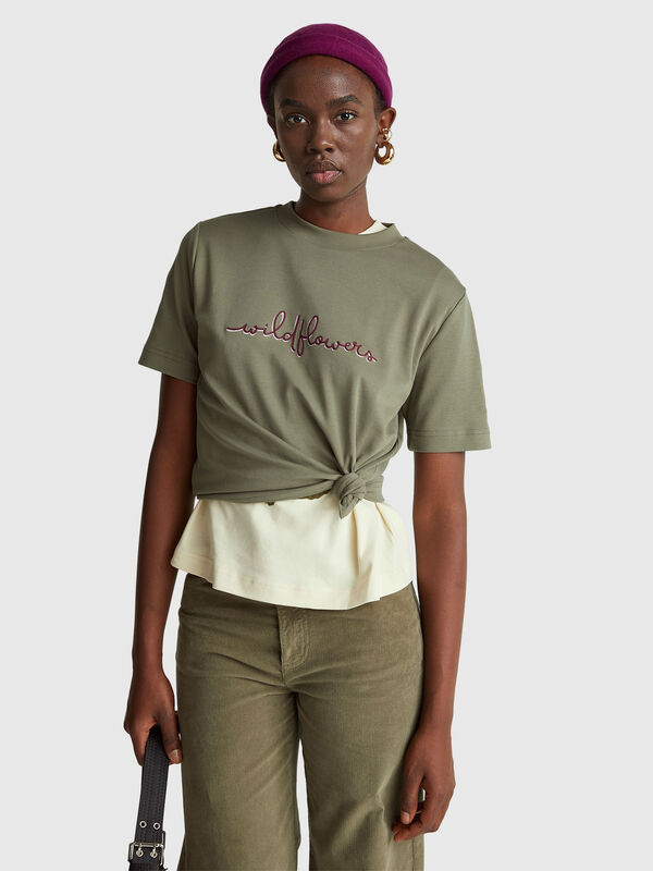T-shirt with print and embroidery Women