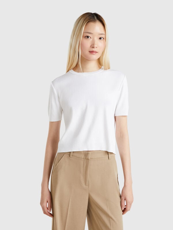Short sleeve 100% cotton sweater Women