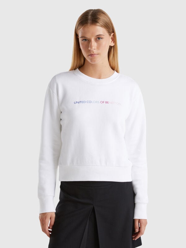 100% cotton sweatshirt with logo print Women