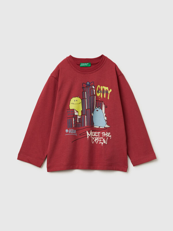 T-shirt in warm cotton with print Junior Boy