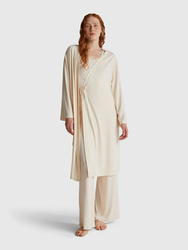 Stretch viscose blend dressing gown Women