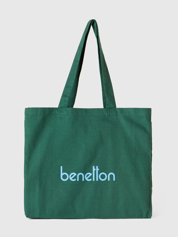 Military green tote bag in pure cotton