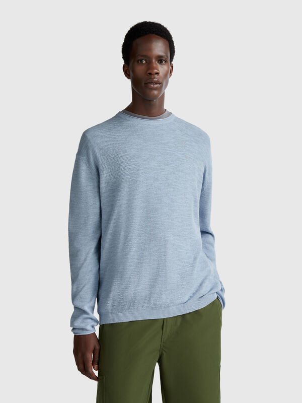 Sweater in linen and cotton blend Men