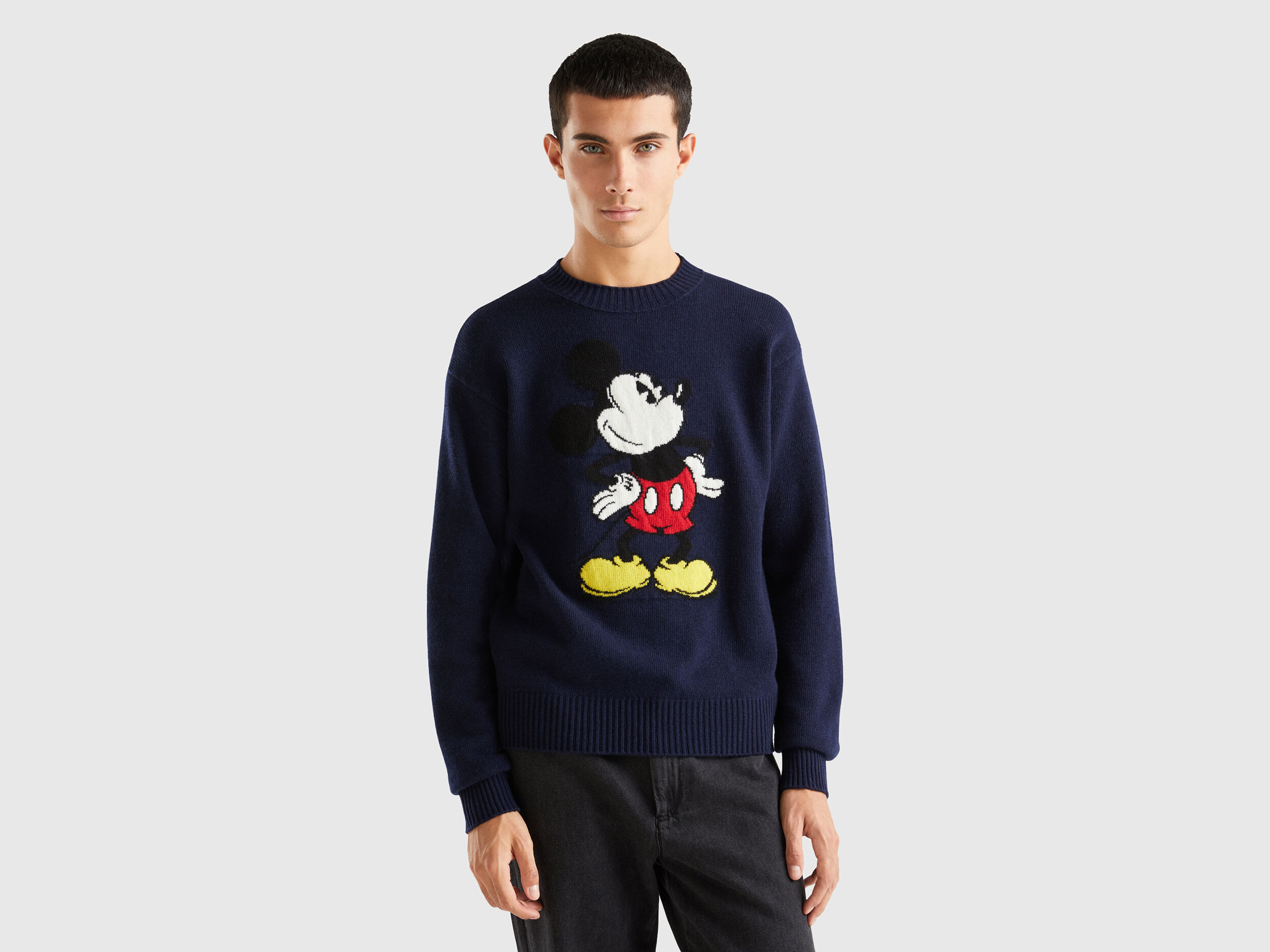 Mickey Mouse sweater in wool blend Dark Blue Benetton