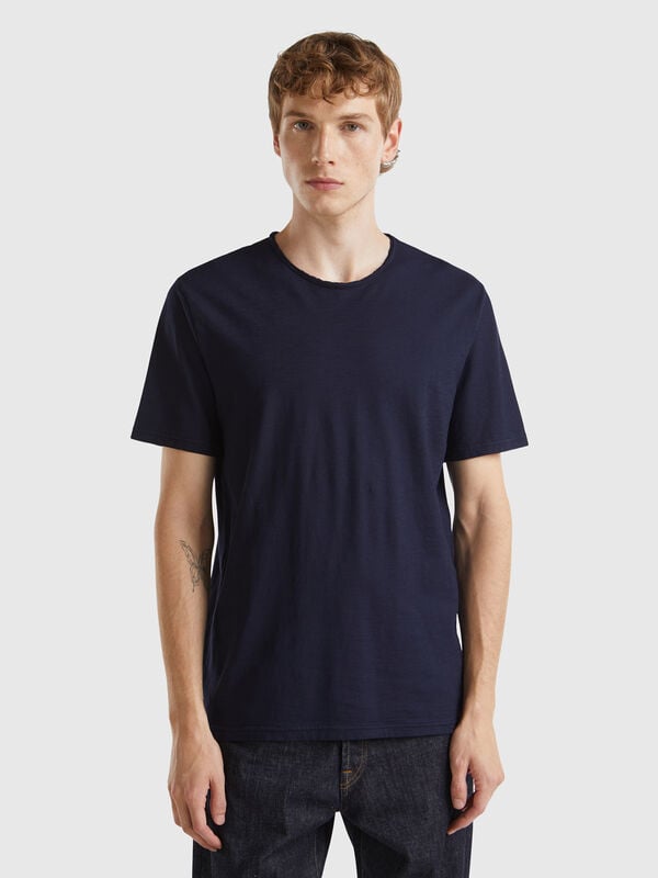 Midnight blue t-shirt in slub cotton Men