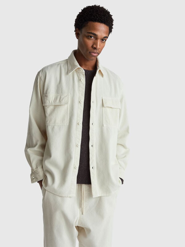 Ribbed velvet shirt Men