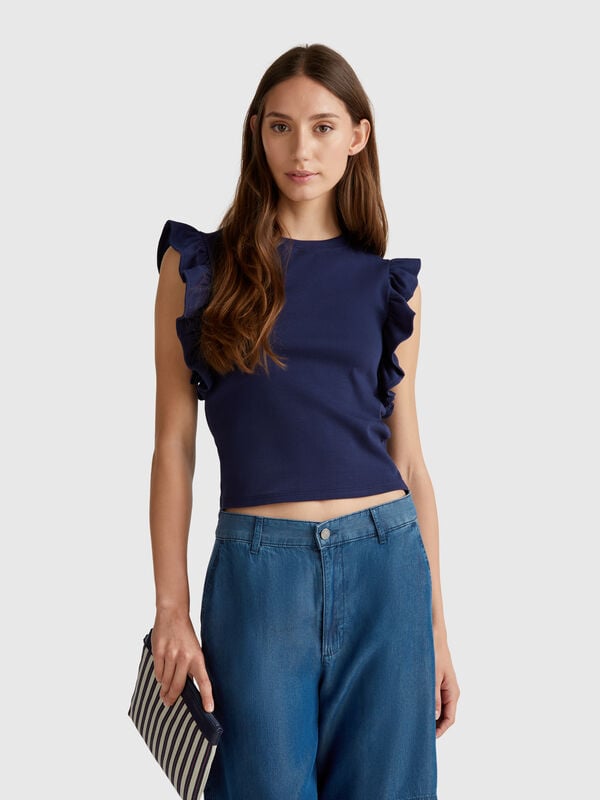 Slim fit t-shirt with rouches Women
